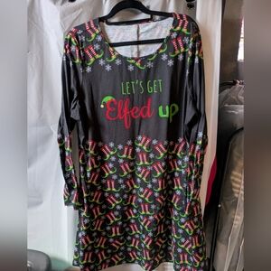 Festive Holiday Dress with Elf Print